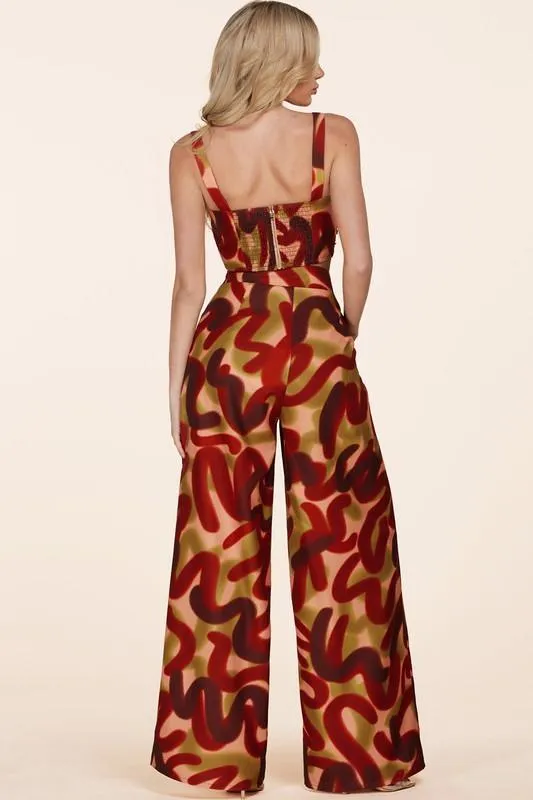 BOLD RUST PRINT 2 PC PANT SET