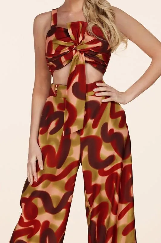 BOLD RUST PRINT 2 PC PANT SET
