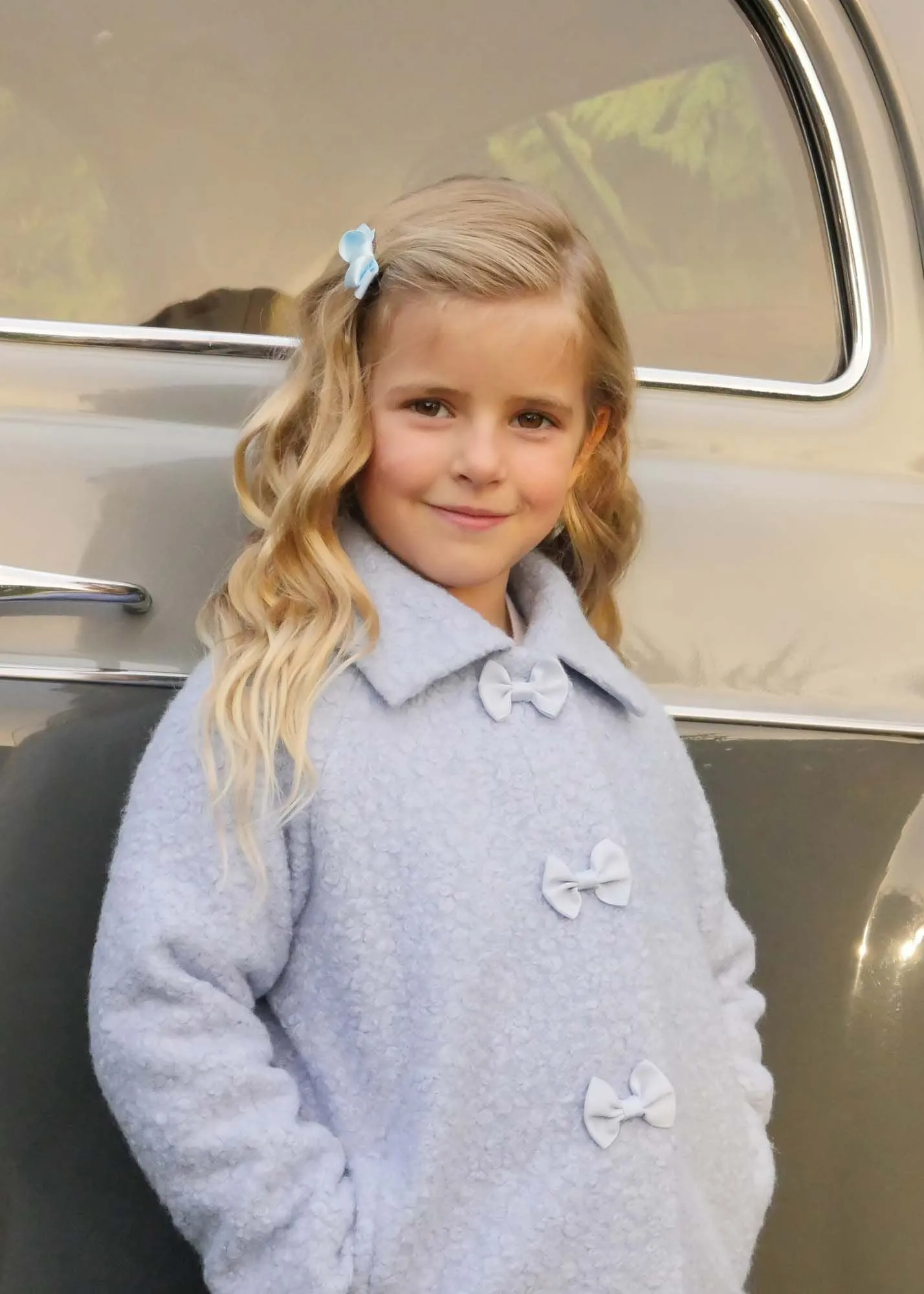 Bow Boucle Coat | Light Blue