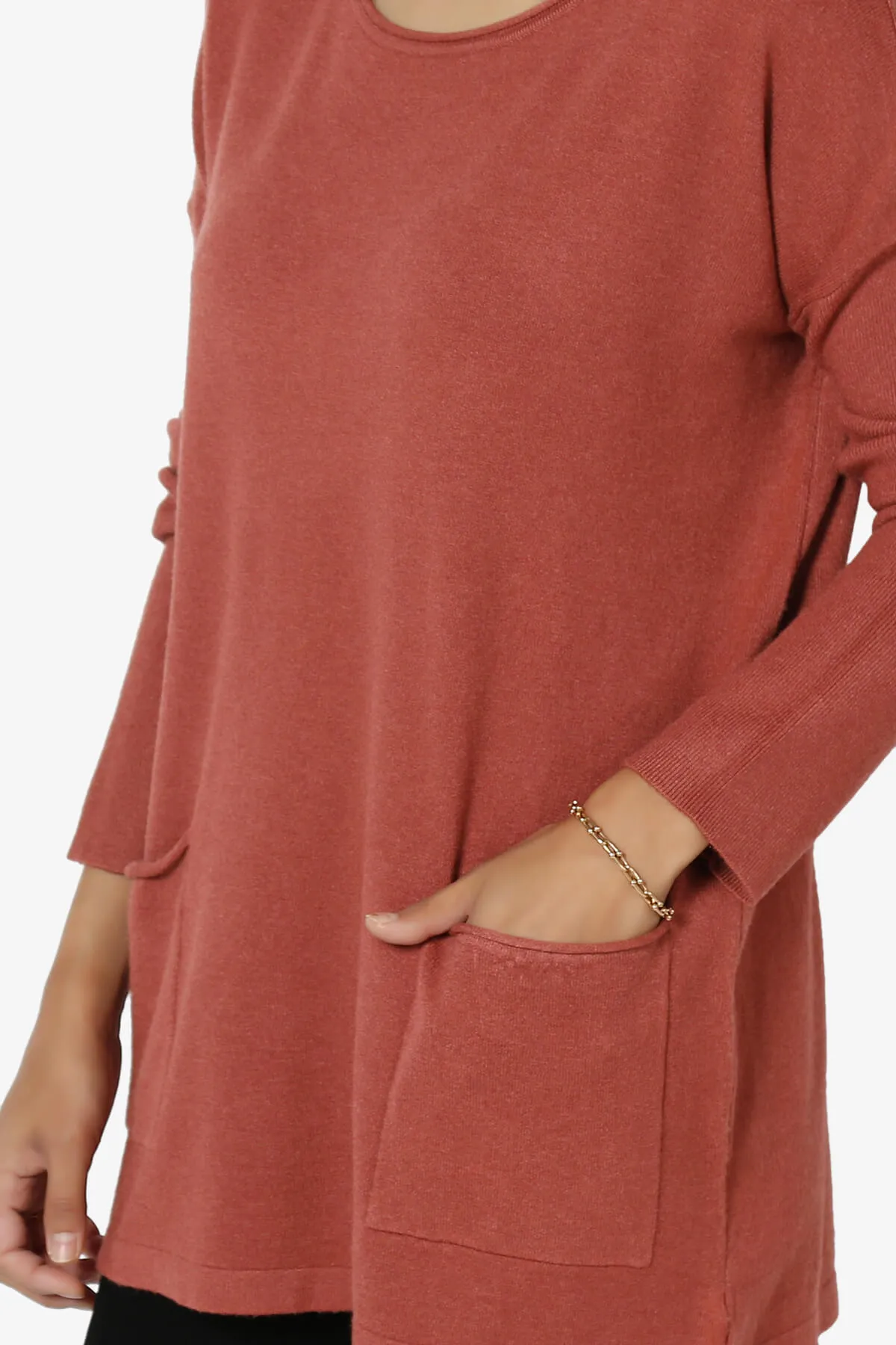 Brecken Pocket Long Sleeve Soft Knit Sweater Tunic