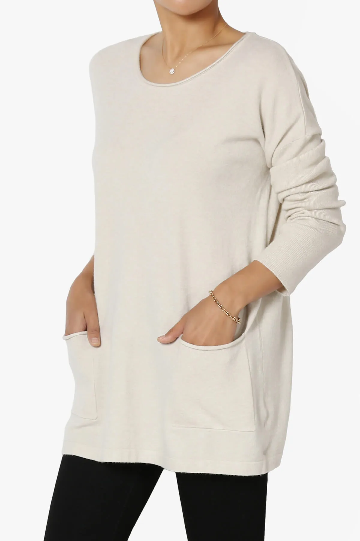 Brecken Pocket Long Sleeve Soft Knit Sweater Tunic