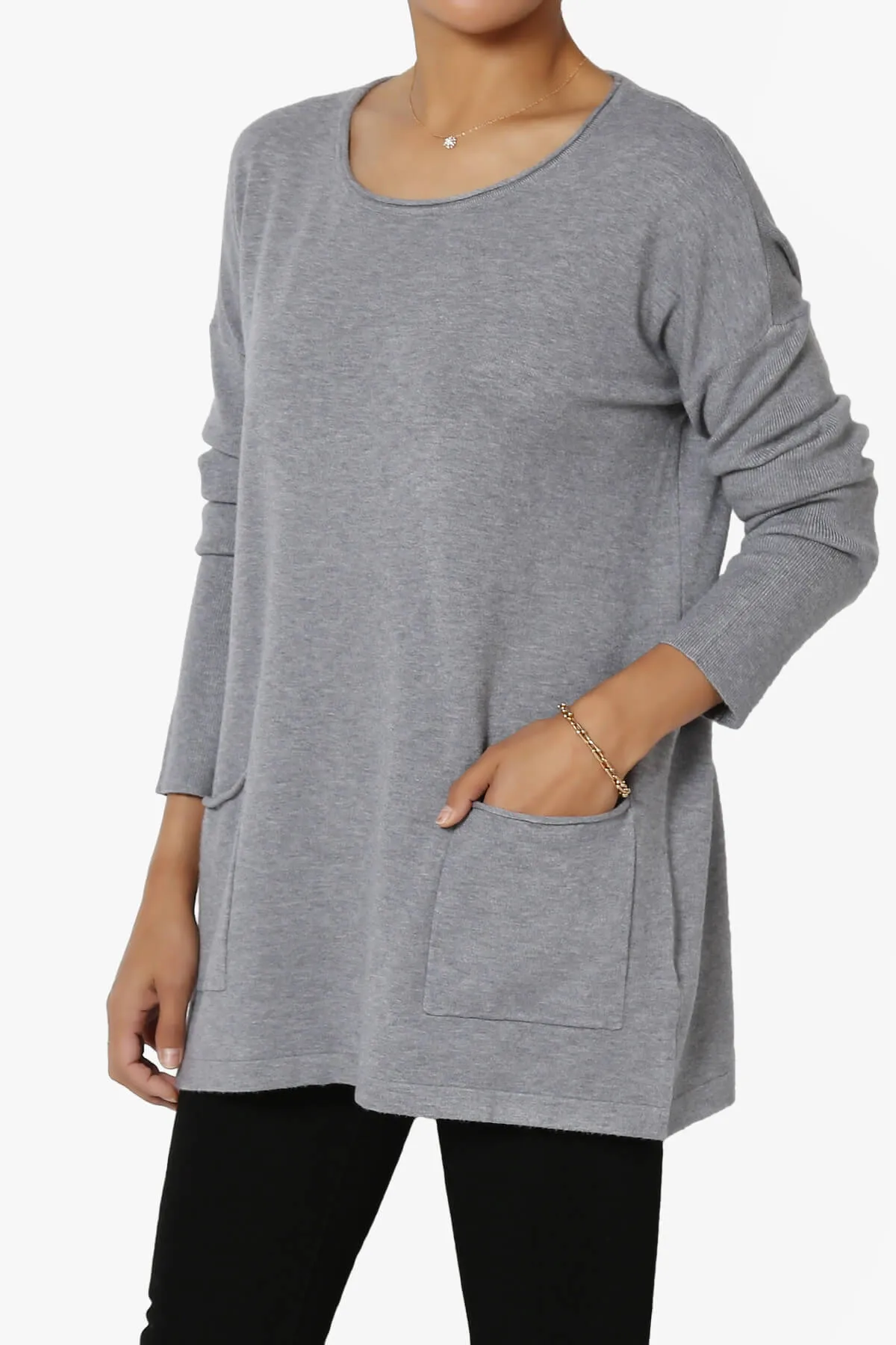 Brecken Pocket Long Sleeve Soft Knit Sweater Tunic