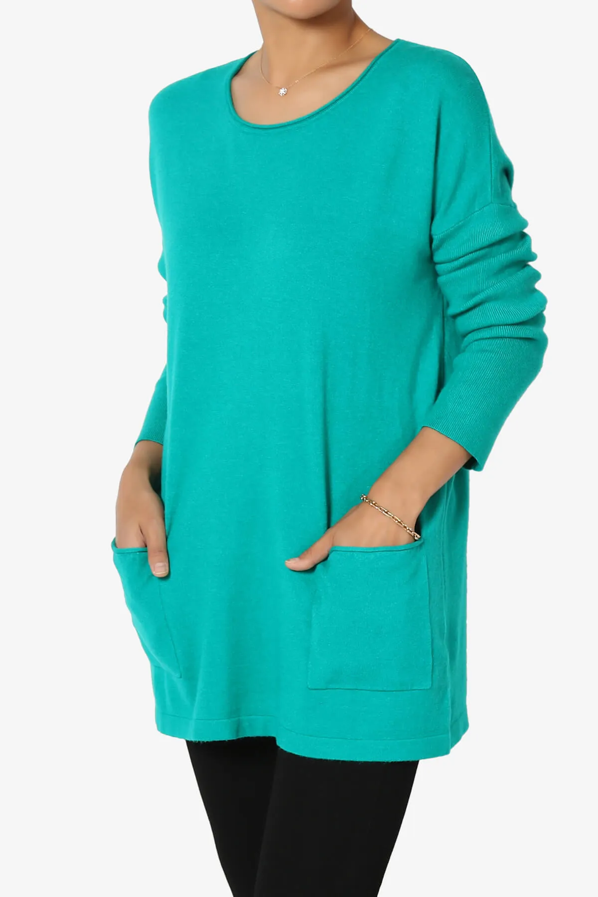 Brecken Pocket Long Sleeve Soft Knit Sweater Tunic