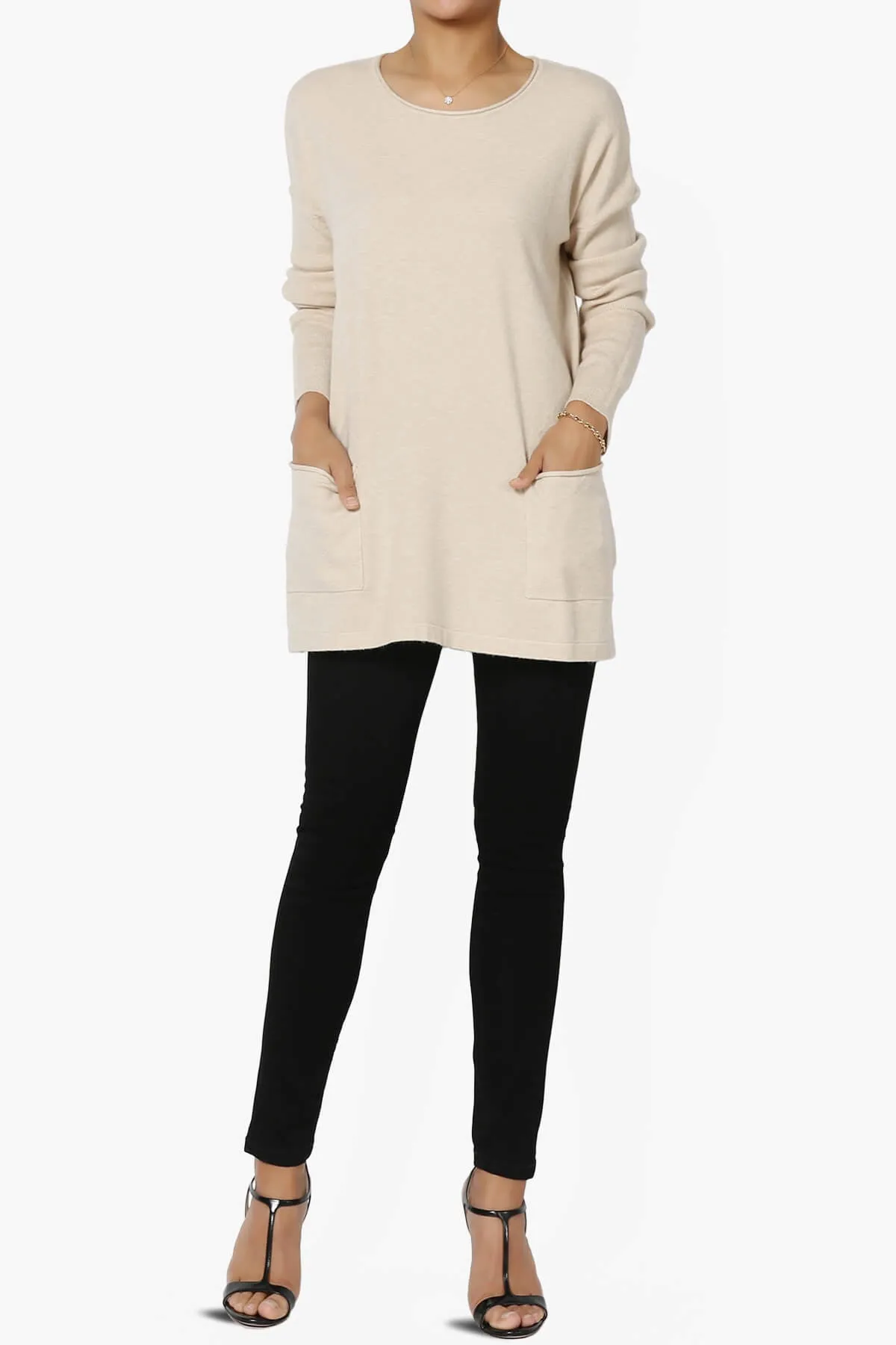 Brecken Pocket Long Sleeve Soft Knit Sweater Tunic