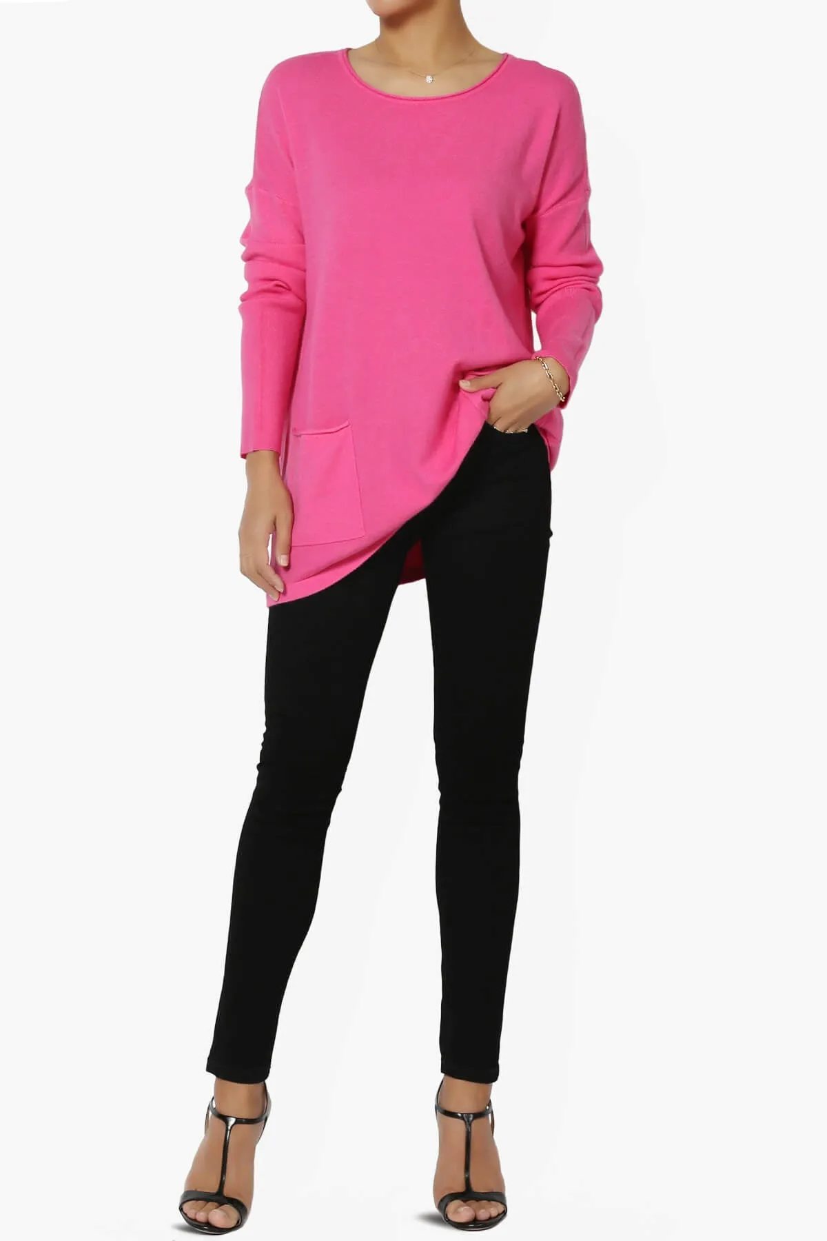 Brecken Pocket Long Sleeve Soft Knit Sweater Tunic