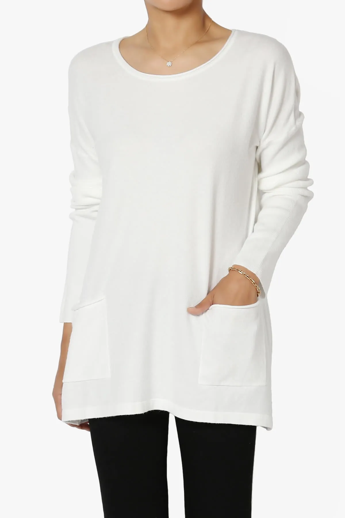 Brecken Pocket Long Sleeve Soft Knit Sweater Tunic