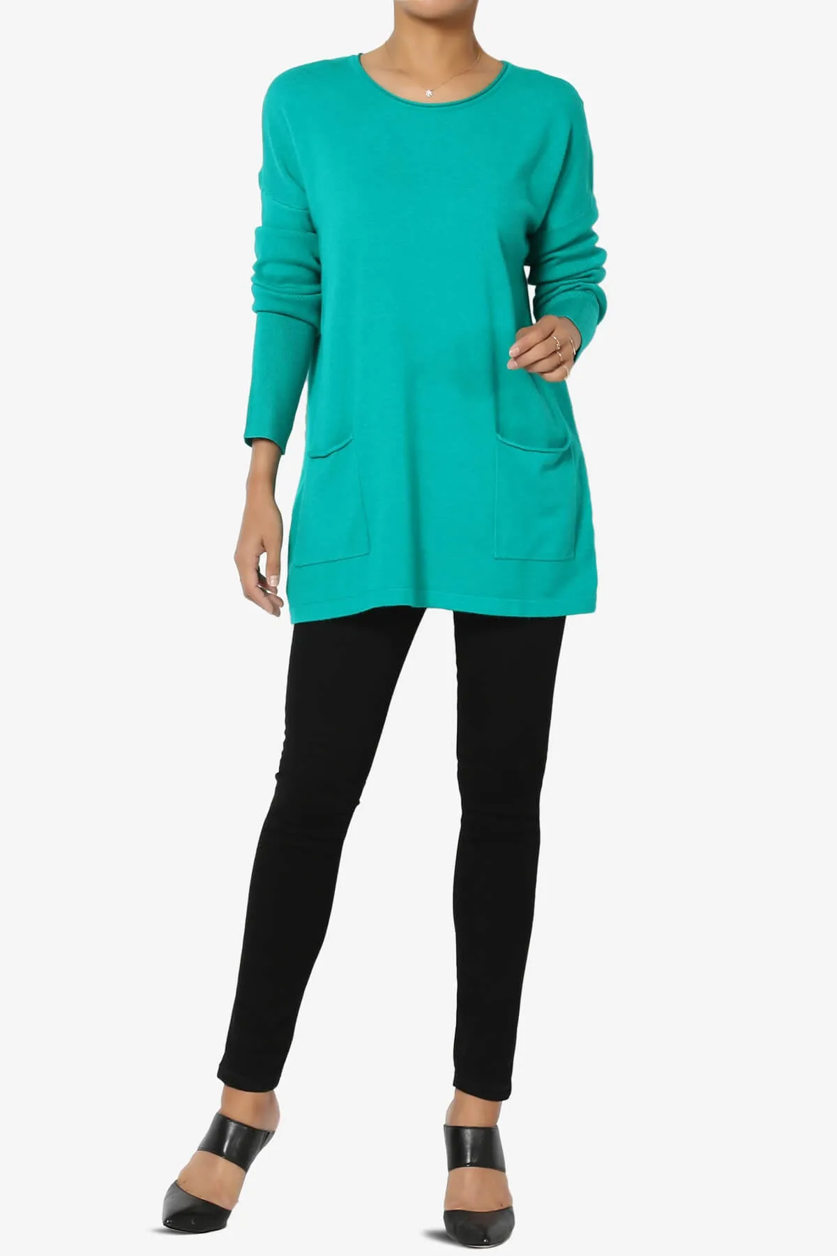 Brecken Pocket Long Sleeve Soft Knit Sweater Tunic
