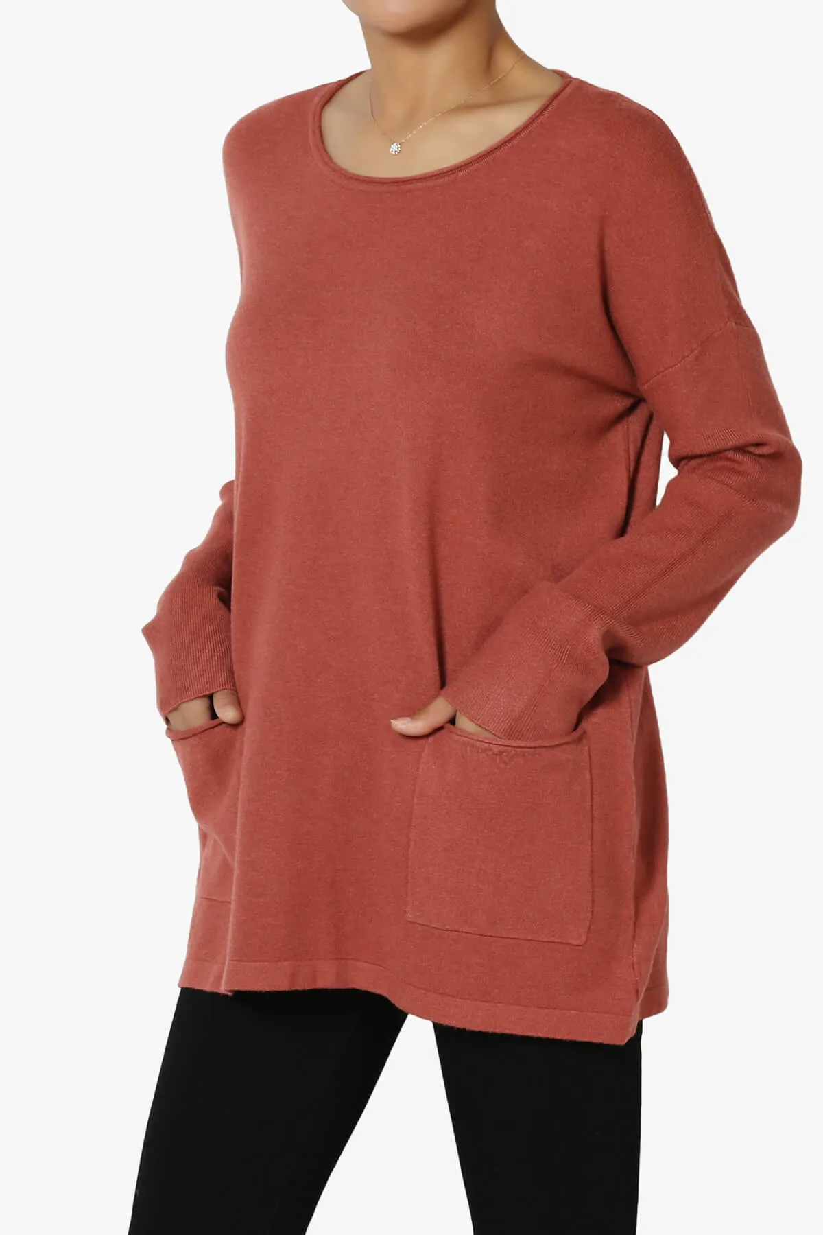 Brecken Pocket Long Sleeve Soft Knit Sweater Tunic