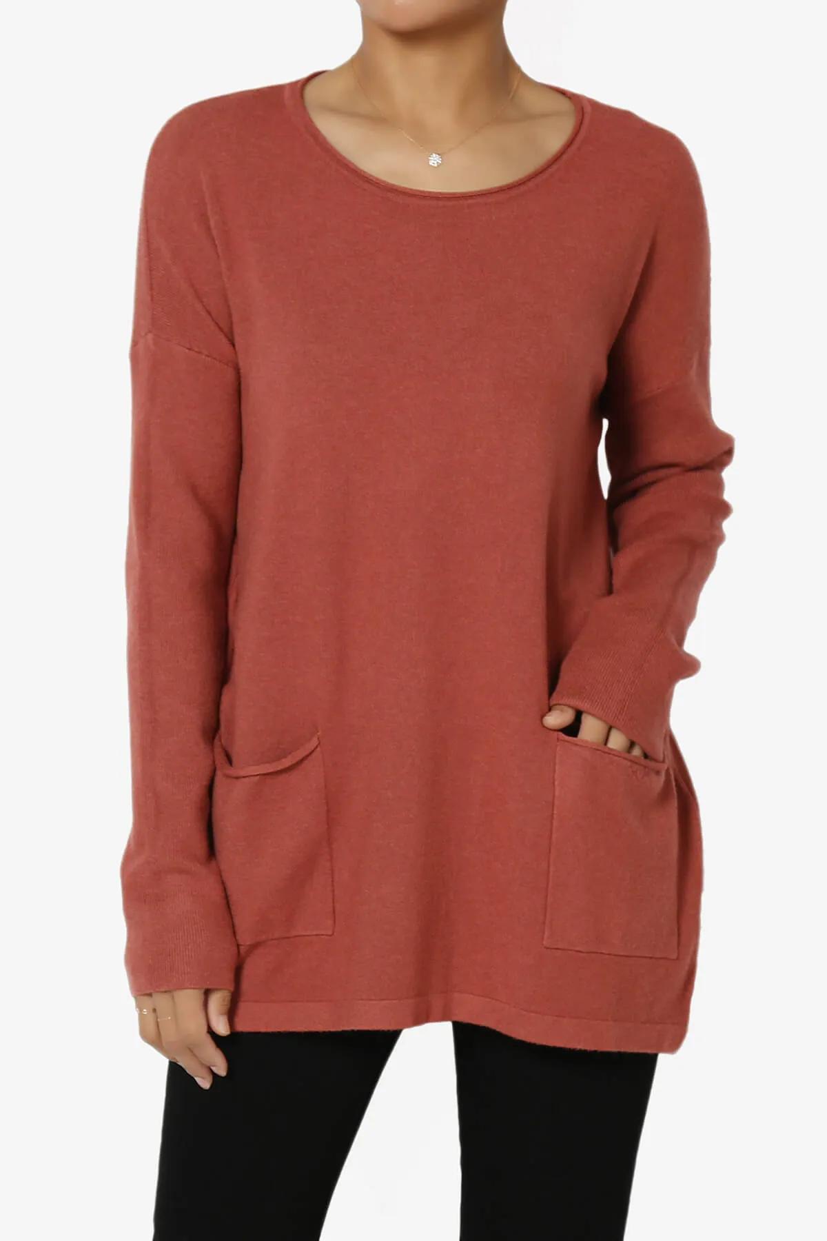 Brecken Pocket Long Sleeve Soft Knit Sweater Tunic