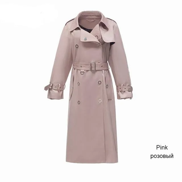 British style metal buckle belt Women's coats
