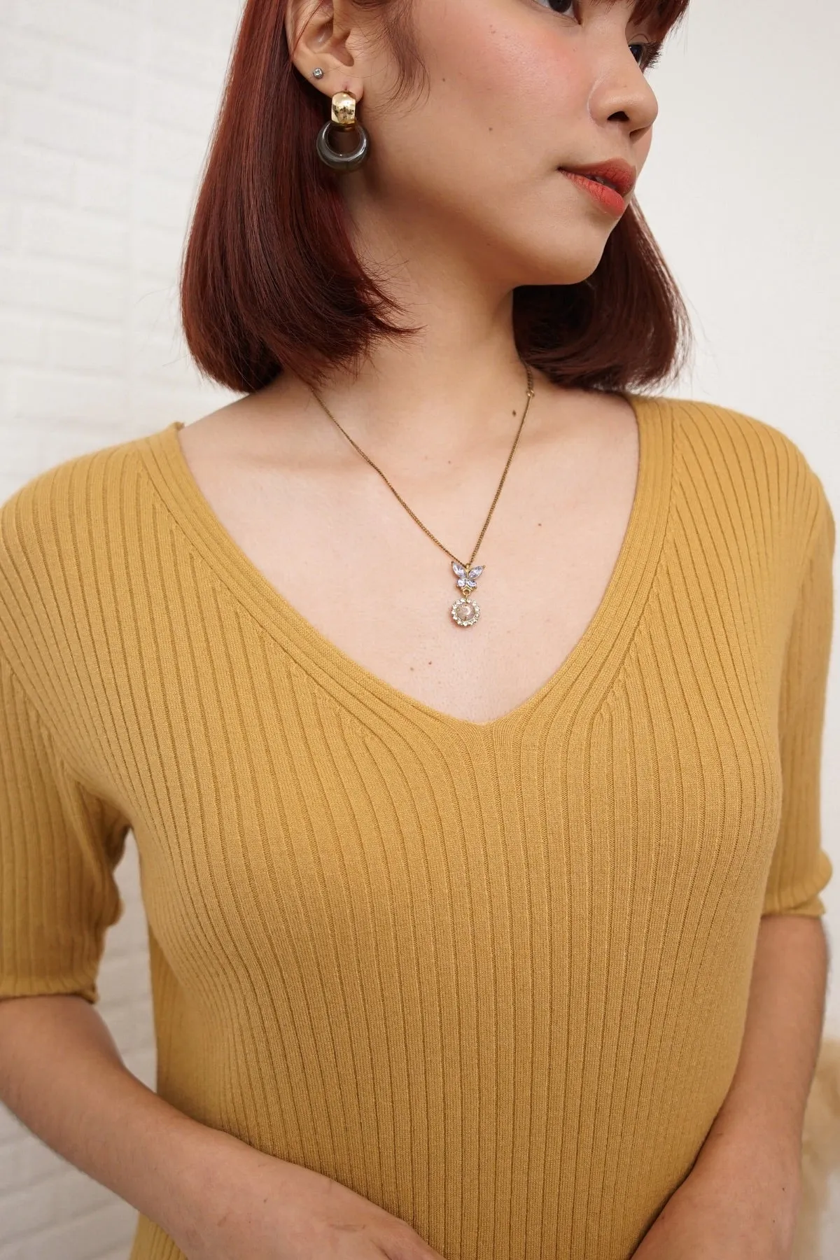 BRYNN Rib-Knit Midi Dress (Mustard Yellow)