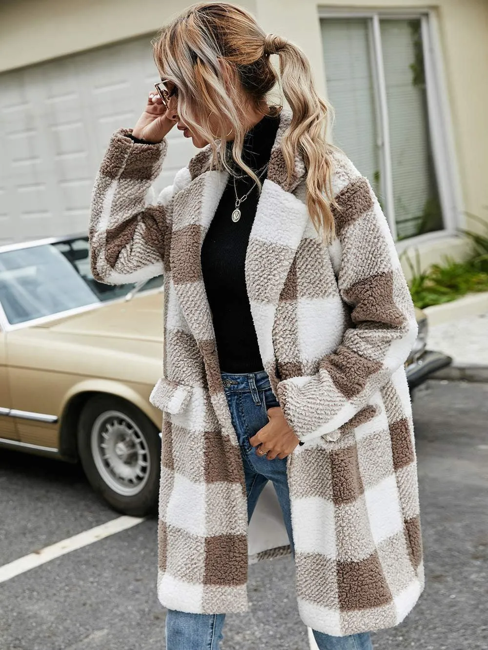 BUFFALO PLAID TEDDY COAT