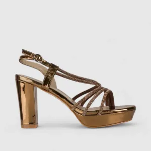 Bulbul Dress Evening Block Heel Sandals Bronze HAR005