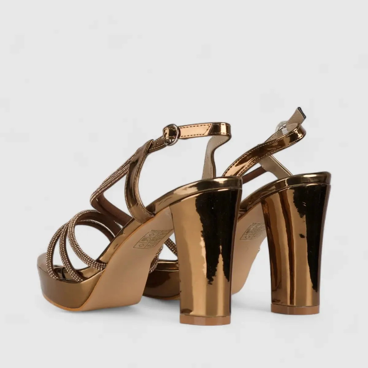Bulbul Dress Evening Block Heel Sandals Bronze HAR005