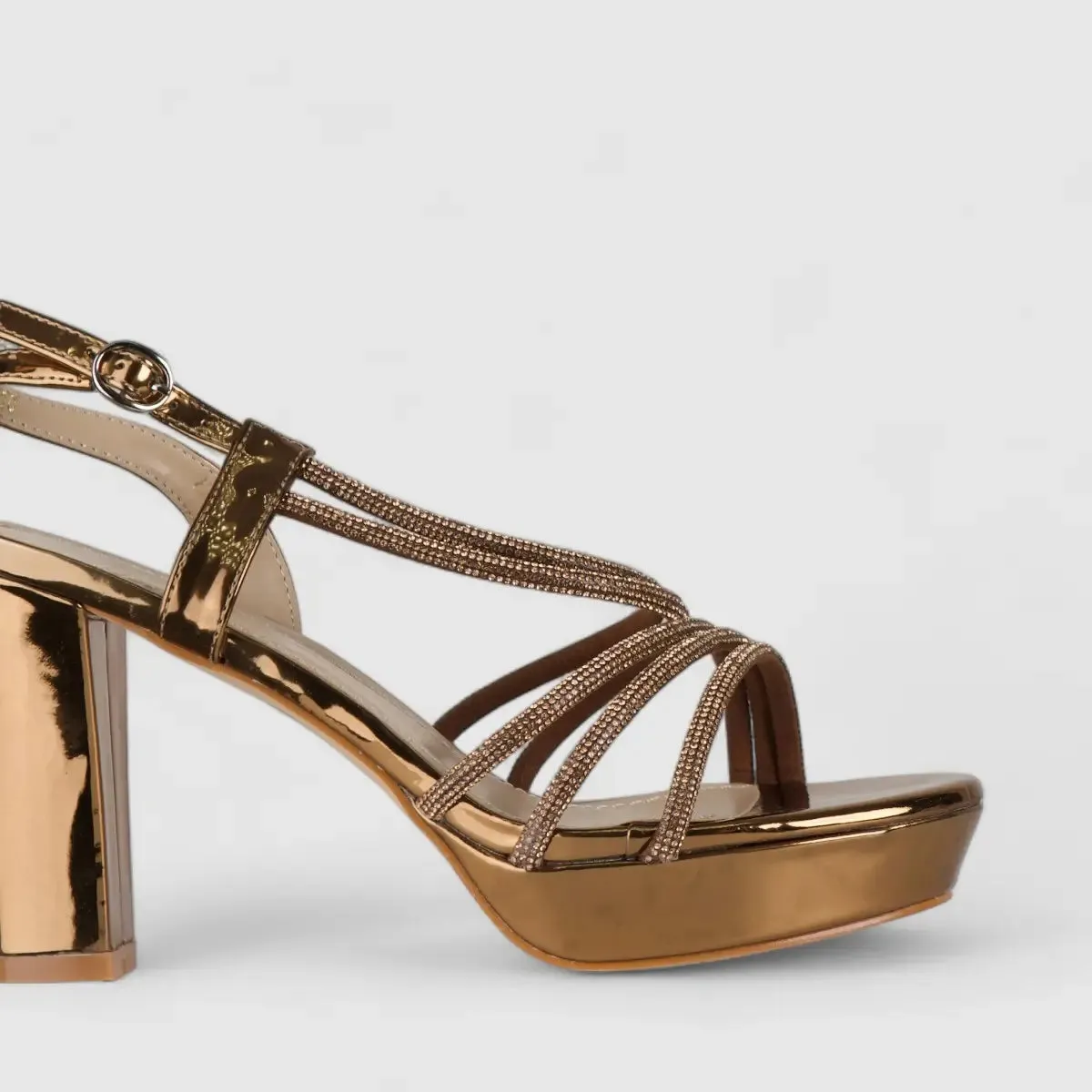 Bulbul Dress Evening Block Heel Sandals Bronze HAR005