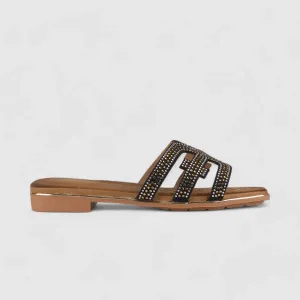 Bulbul Flat Bling Sandal Black HAR010