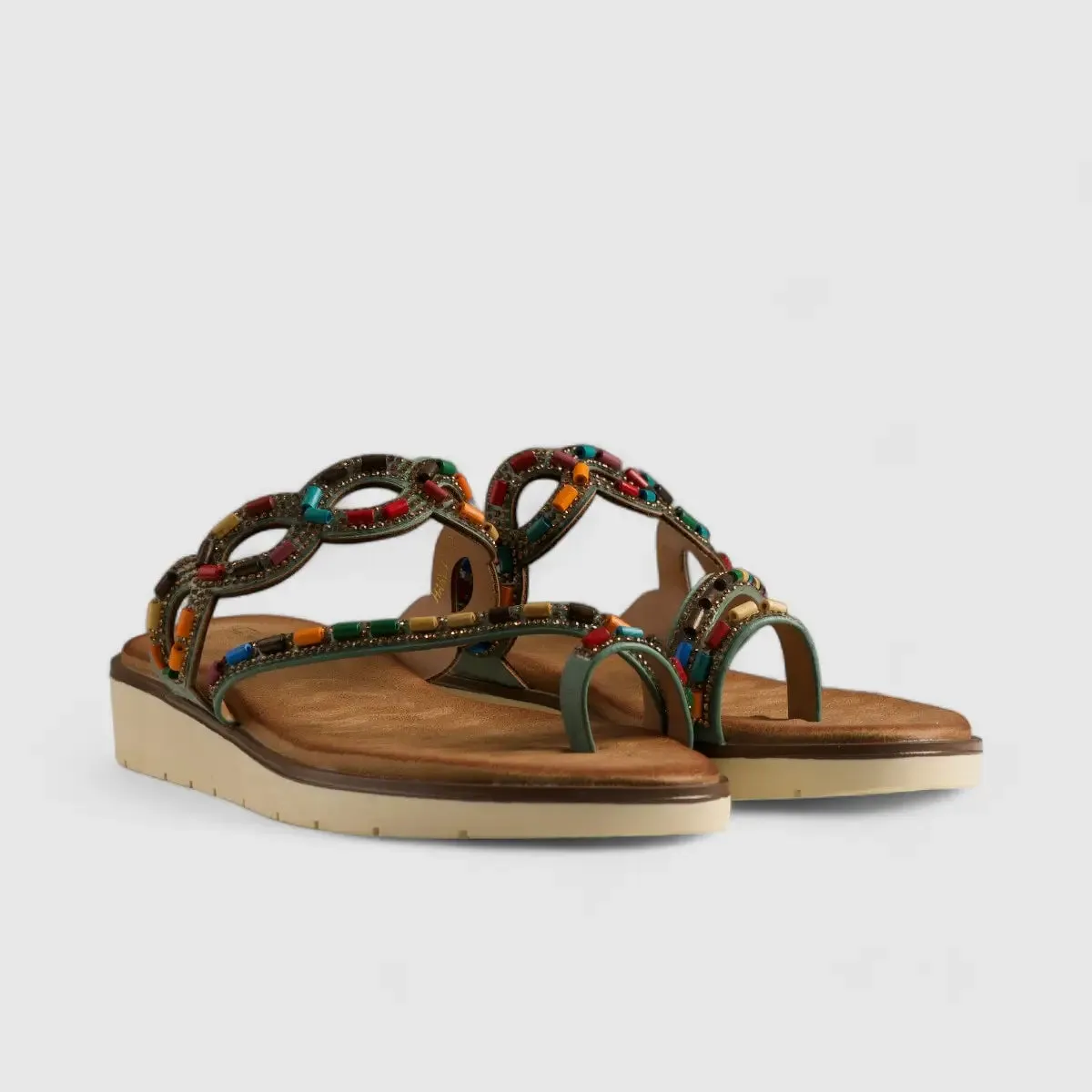 Bulbul Flat Bling Sandal Turquoise HAR017