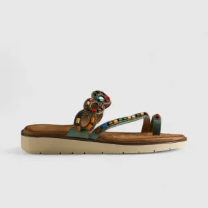 Bulbul Flat Bling Sandal Turquoise HAR017