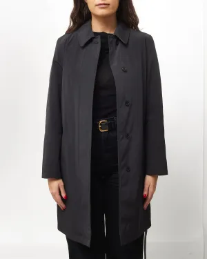 Burberry Black Nylon Belted Trench Coat - US 4