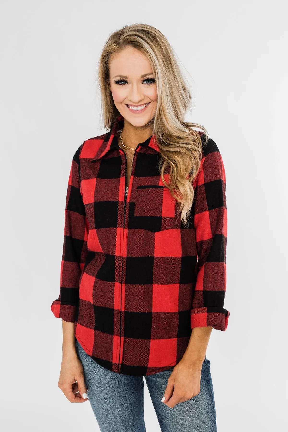 Cabin Fever Zip-Up Jacket- Buffalo Plaid