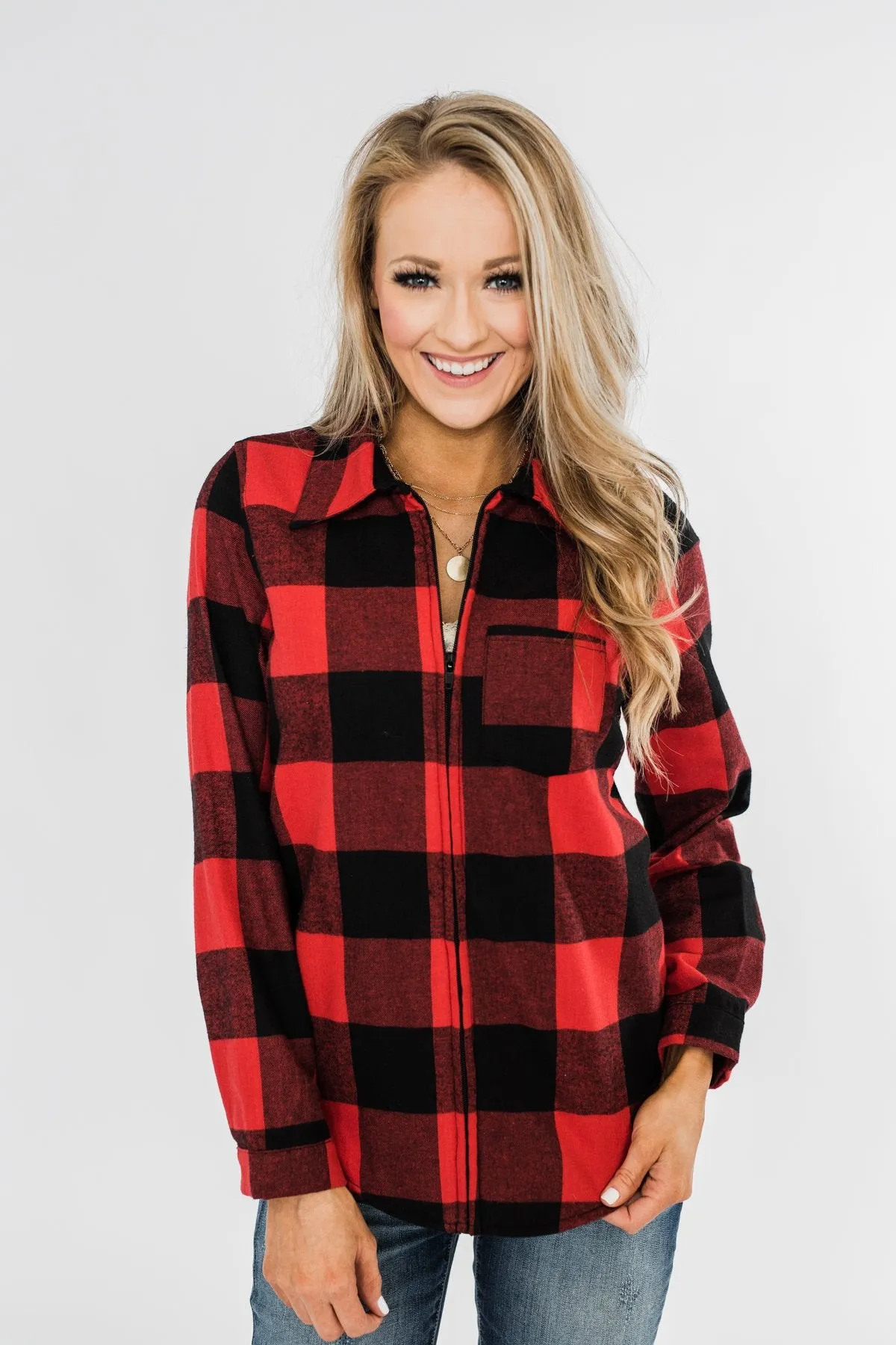 Cabin Fever Zip-Up Jacket- Buffalo Plaid