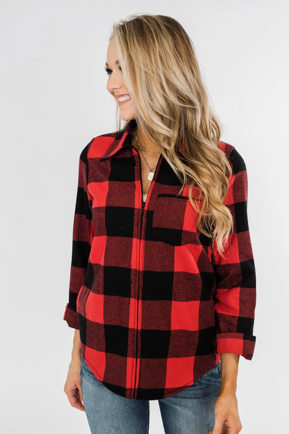 Cabin Fever Zip-Up Jacket- Buffalo Plaid