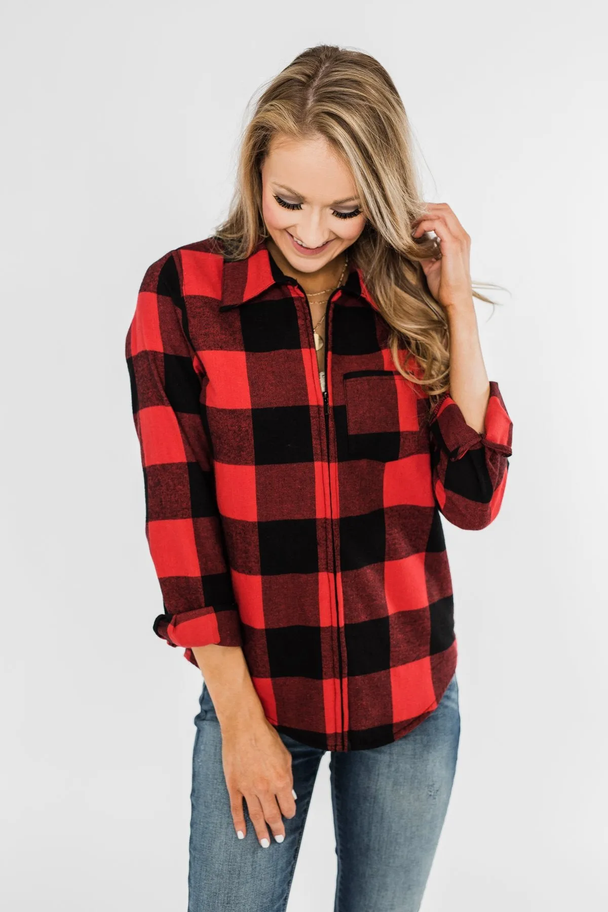 Cabin Fever Zip-Up Jacket- Buffalo Plaid