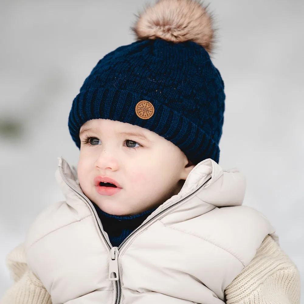 Calikids W2301 Cotton Knit Pompom Hat