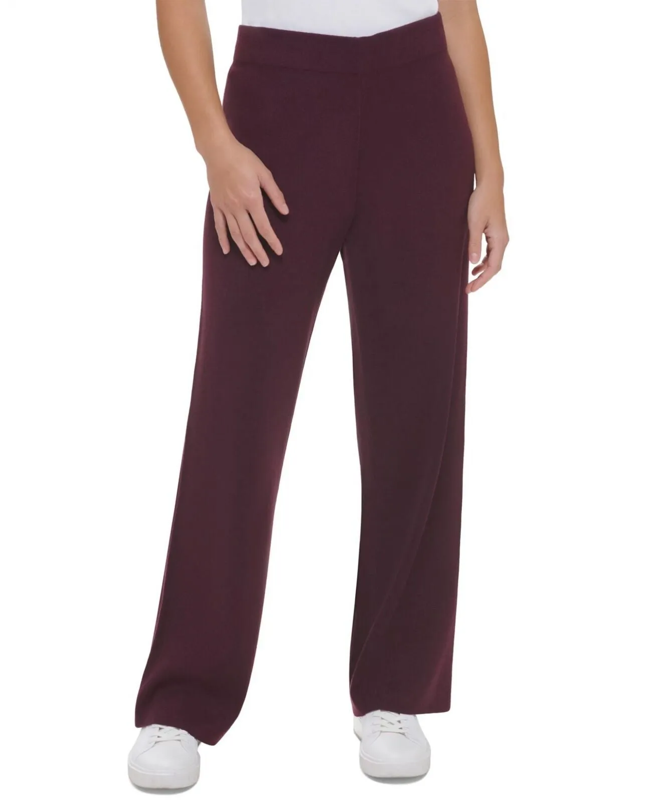 Calvin Klein Women's Wide Leg Sweater Pants M2XQK740 Aubergine Purple L