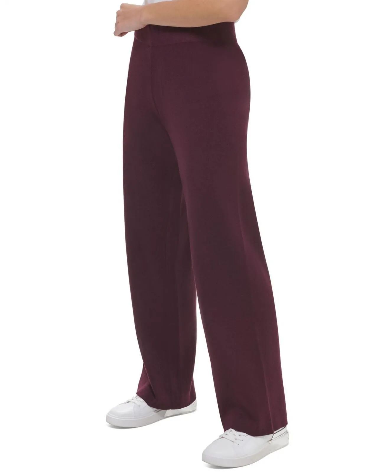 Calvin Klein Women's Wide Leg Sweater Pants M2XQK740 Aubergine Purple L