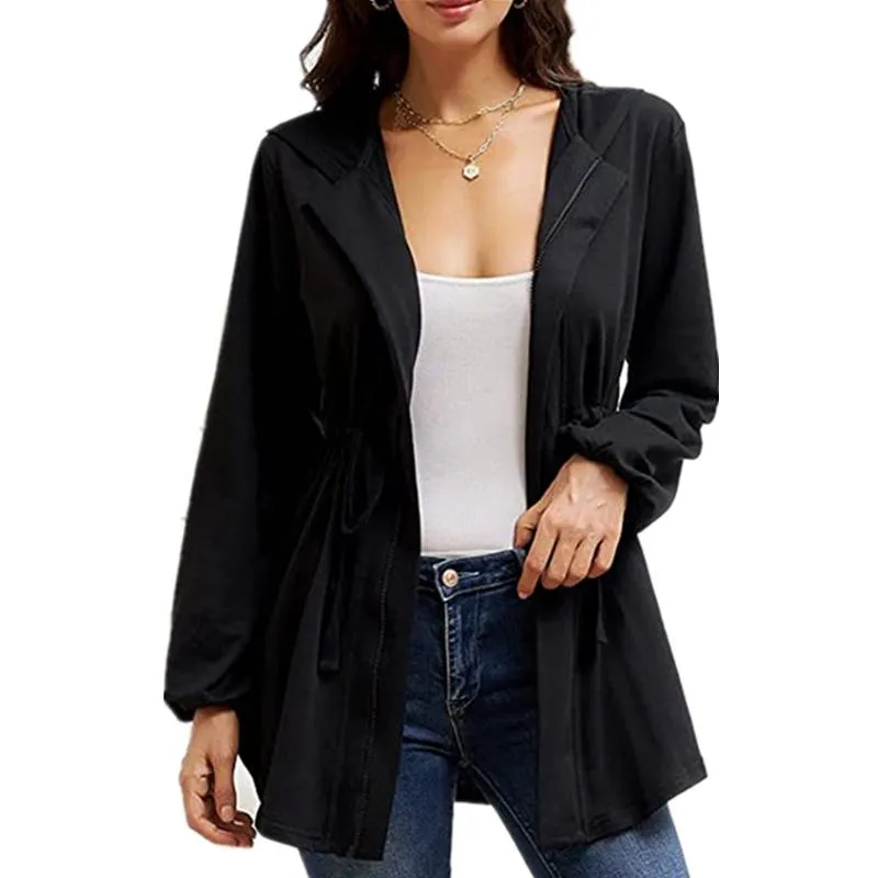 Casual Zipper Slim Waist Women Hoodies Coat