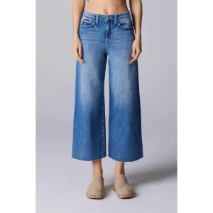 Ceros Girl's High Rise Crop Wide Leg Jeans - Malibu