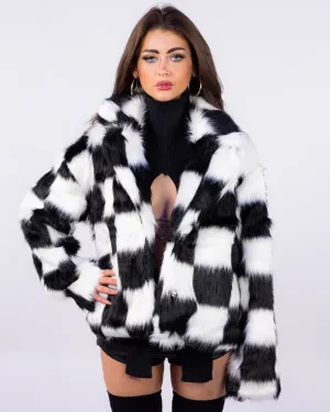 Check It Checker Faux Fur Shag Unisex Jacket