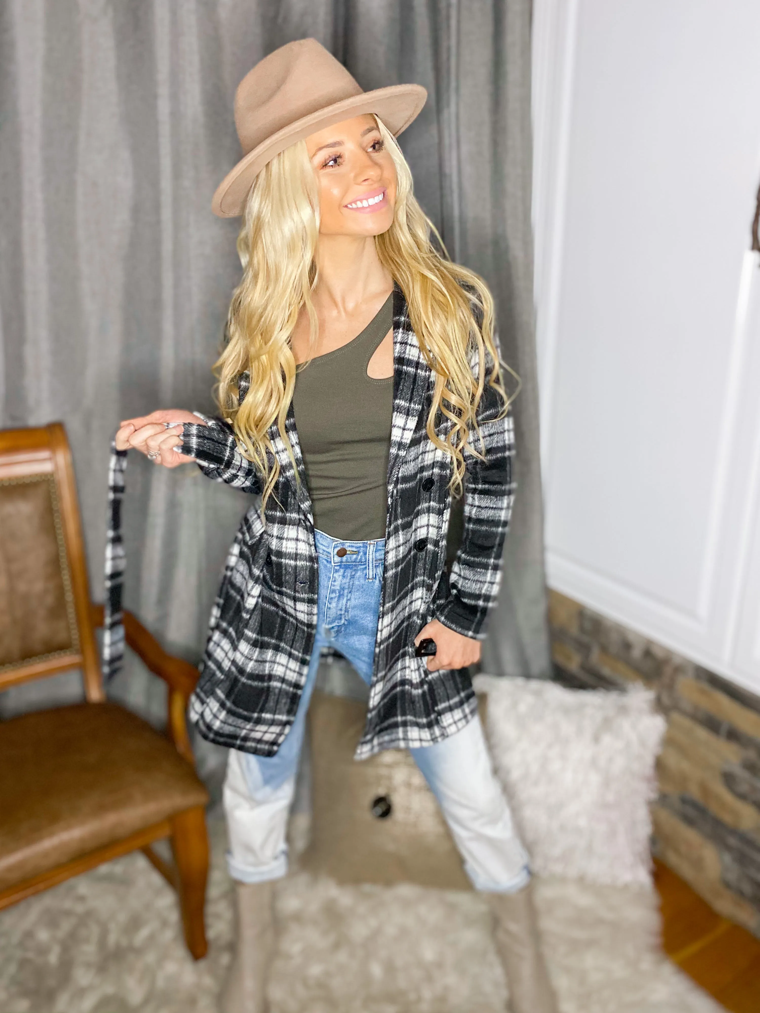 Check Please Belted Jacket