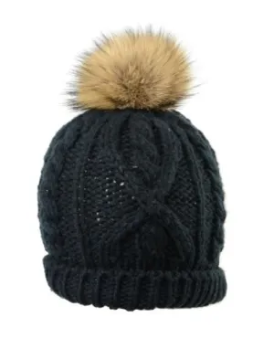 CL3-39751--Blk Toque Acr Knt w/Pom