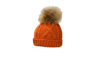 CL3-39751--Orange Toque Acr Knt w/Pom