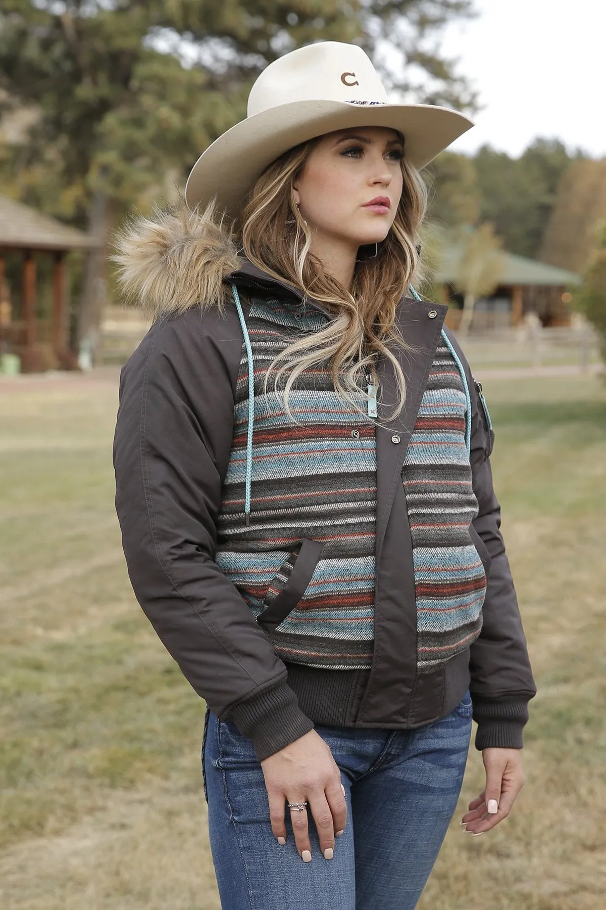 CLCWJ7307001-XL-Brown Womens Flight Jacket Bomber Style