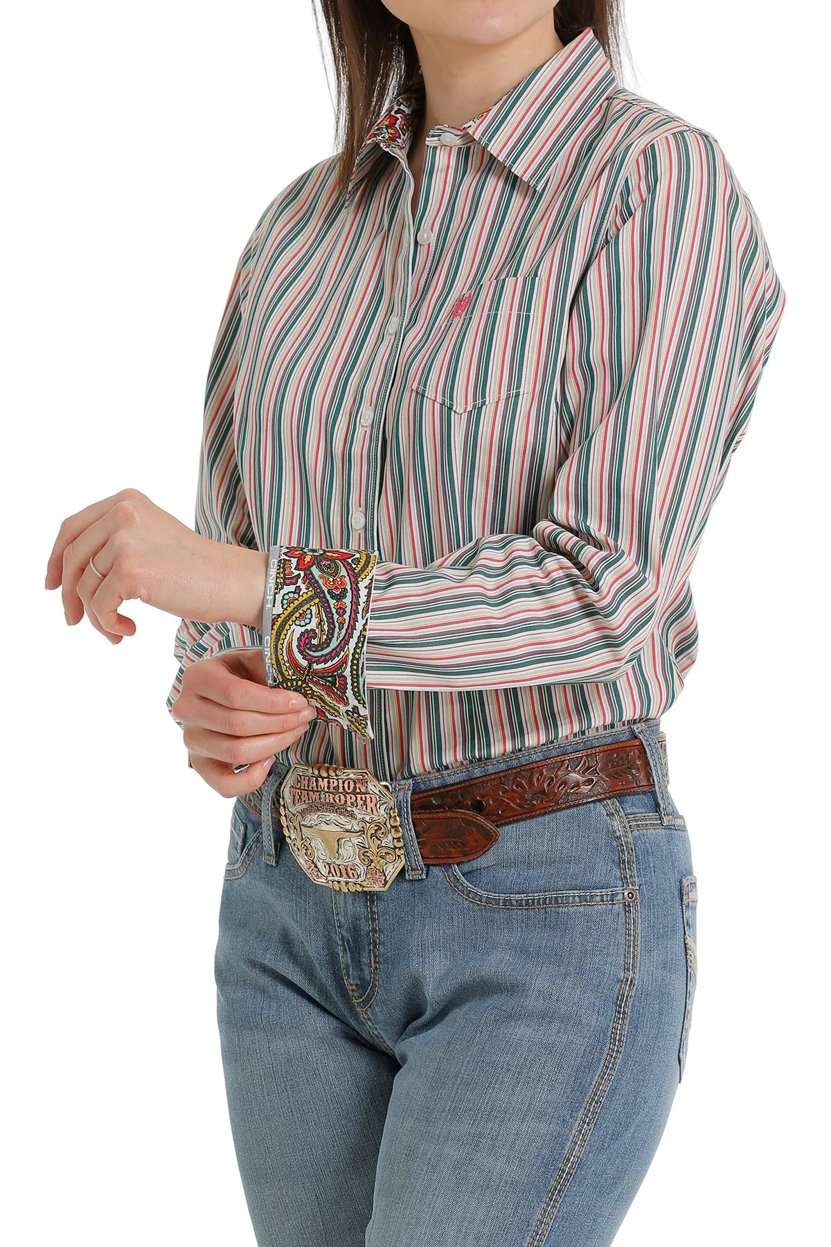 CLMSW9164199 Ladies L/S  Multi Striped