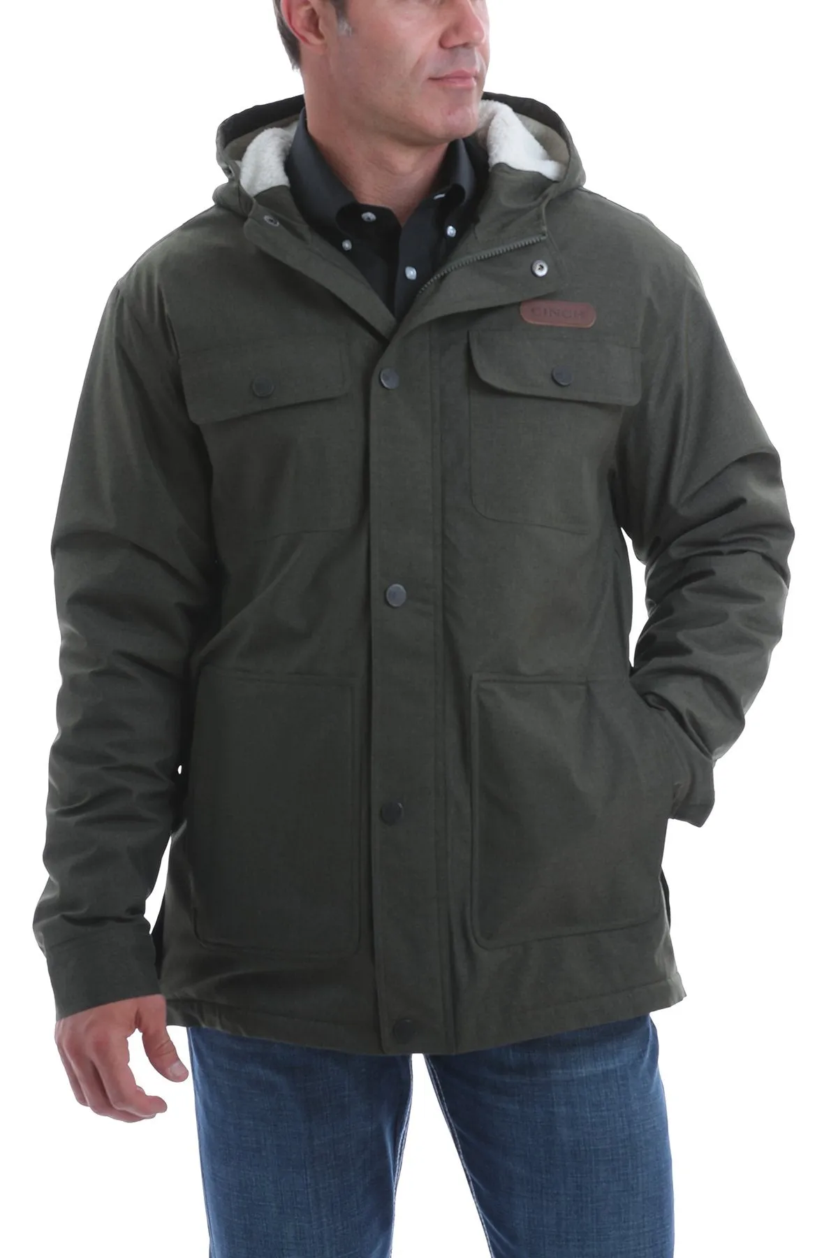 CLMWJ1527001-S-Olive Cinch Mens Jacket Barn Coat