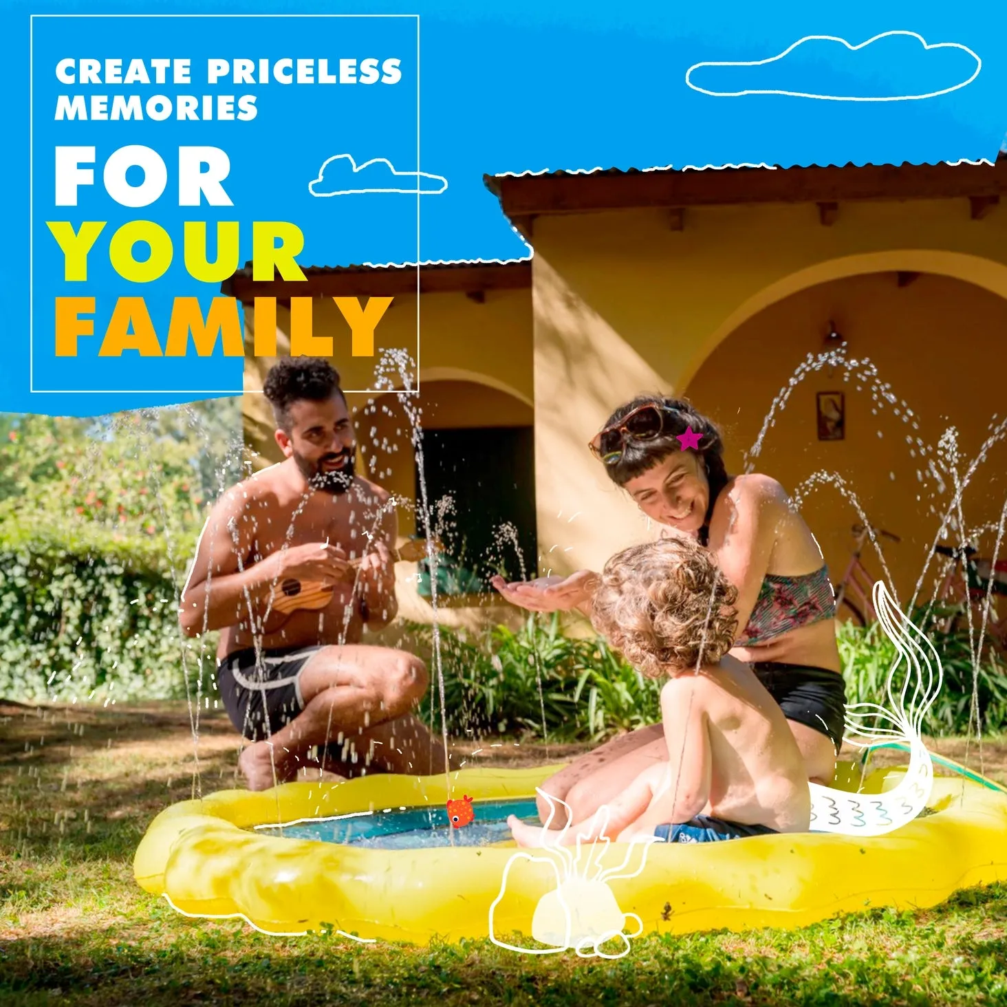 Color Balloons Splash Pad, Baby Pool, & Sprinkler