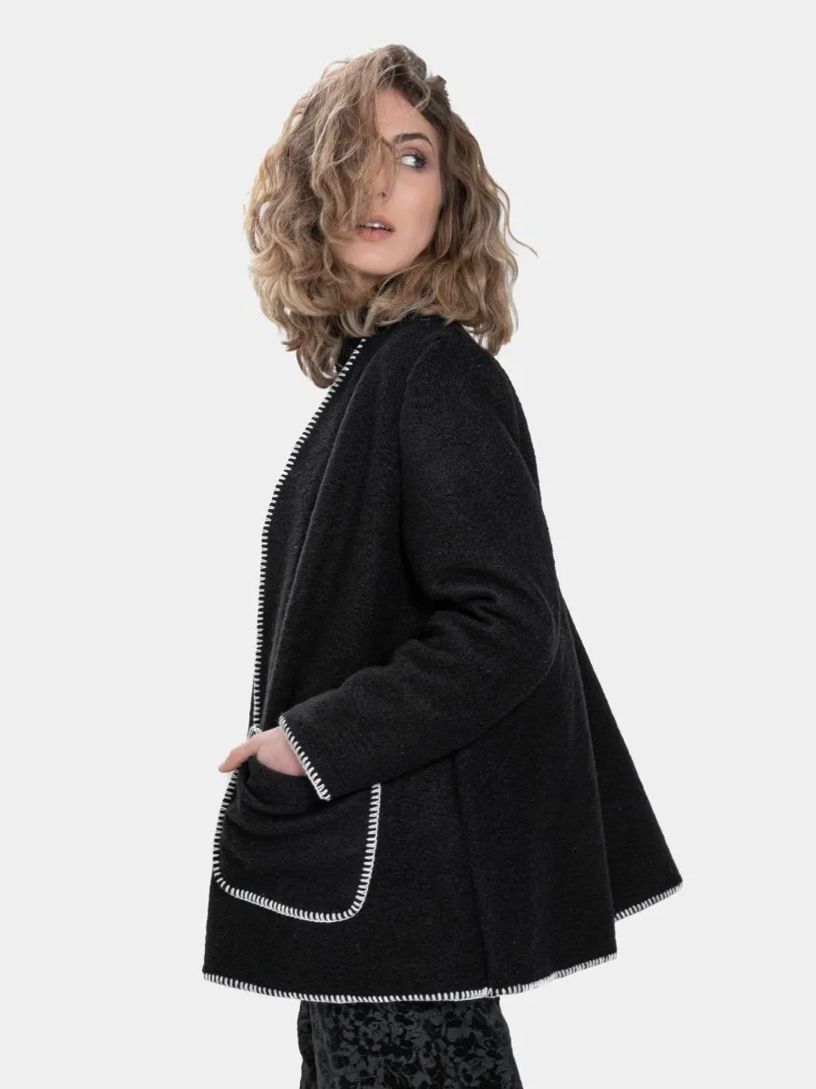 Contrast Seamed Pocket Cardigan