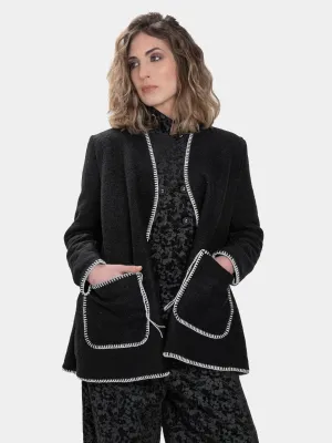 Contrast Seamed Pocket Cardigan