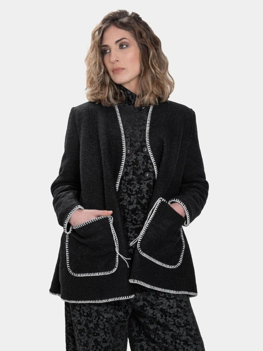 Contrast Seamed Pocket Cardigan