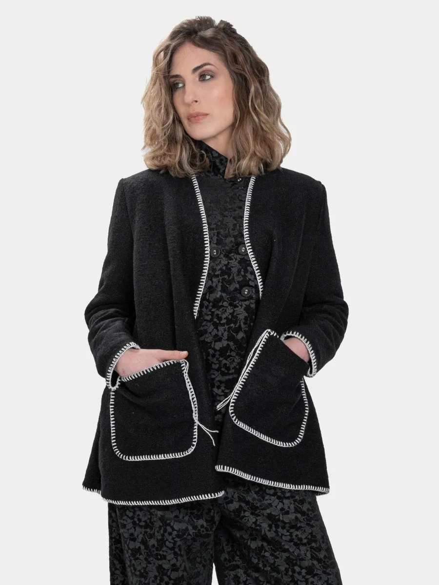 Contrast Seamed Pocket Cardigan