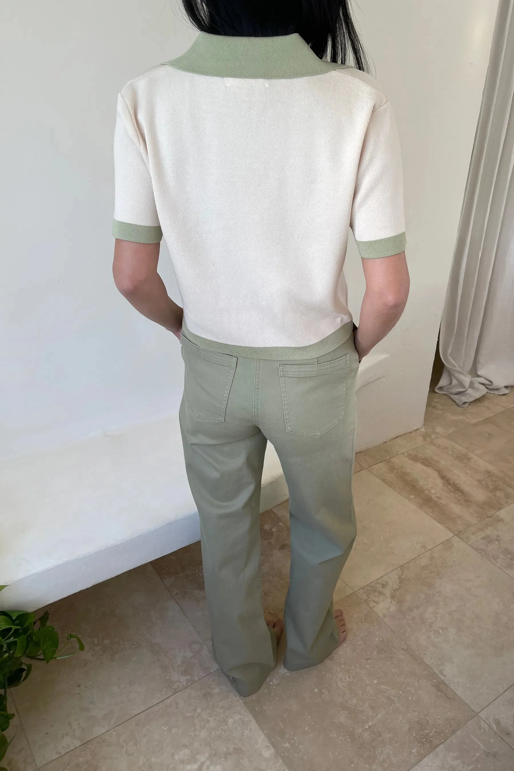Contrast Trim Polo Sweater
