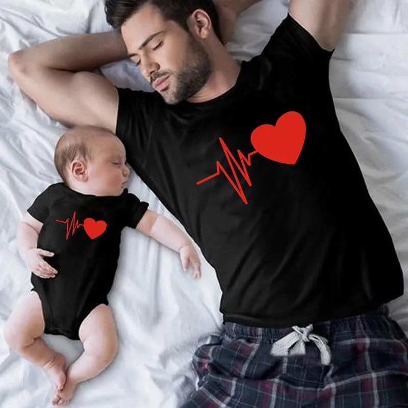 Cute Family Look Matching Clothes T shirt Father Daughter Son