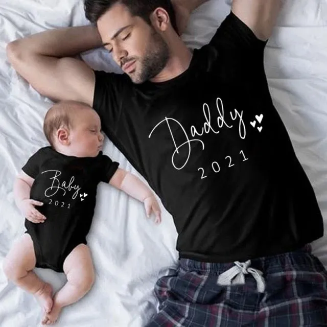 Cute Family Look Matching Clothes T shirt Father Daughter Son