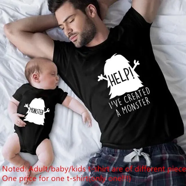Cute Family Look Matching Clothes T shirt Father Daughter Son