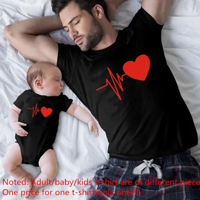 Cute Family Look Matching Clothes T shirt Father Daughter Son