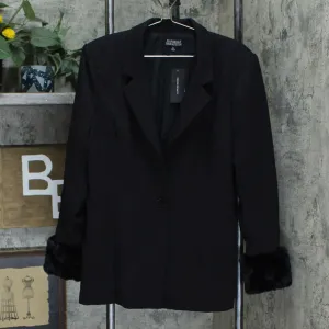 Danielle Bernstein Women's Faux Fur Trim Blazer